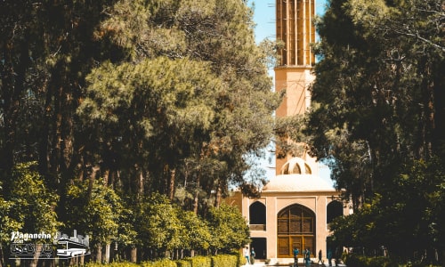 باغ دولت آباد یزد با درختان سبز در میان کویر